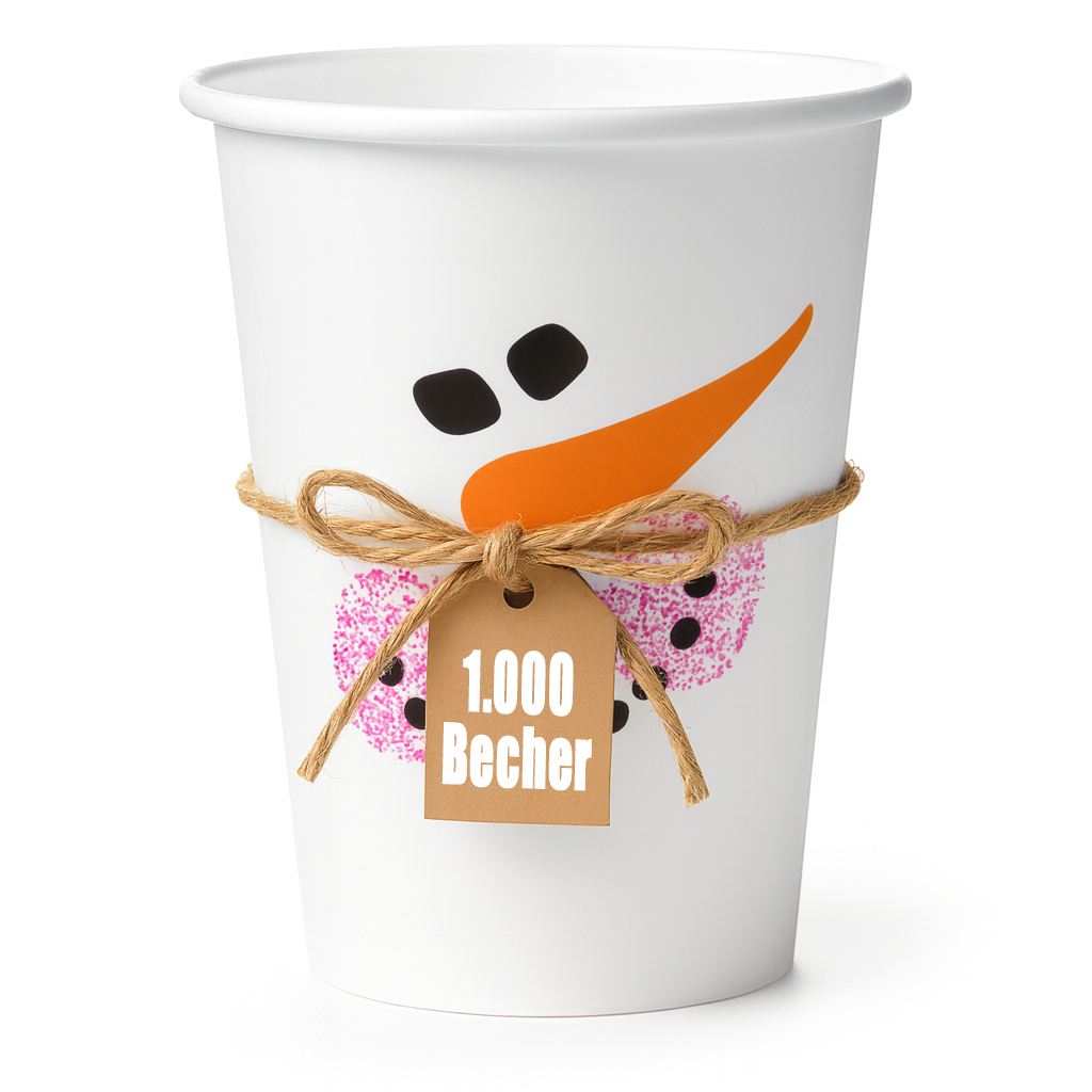 Glühweinbecher Schneemann 200ml | Pappbecher für Glühwein