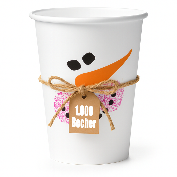 Glühweinbecher Schneemann 200ml | Pappbecher für Glühwein