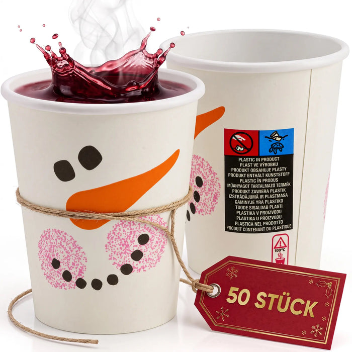 Glühweinbecher Schneemann 200ml - Pappbecher für Glühwein